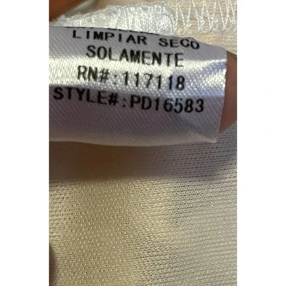 Soieblu •Women 1XL• Ivory Sheer Embroidered Lace Nude Underlay Dress Bell Sleeve - Picture 7 of 8